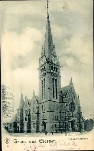 Ak Gießen an der Lahn Hessen, Johanniskirche, Turmuhr