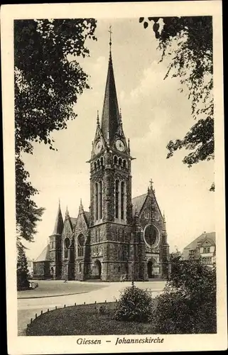 Ak Gießen an der Lahn Hessen, Johanneskirche, Turmuhr