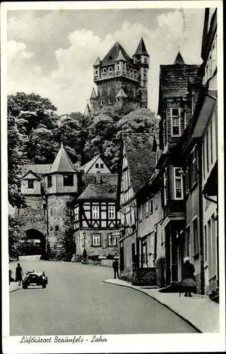 Ak Braunfels an der Lahn, Straßenpartie, Schloss
