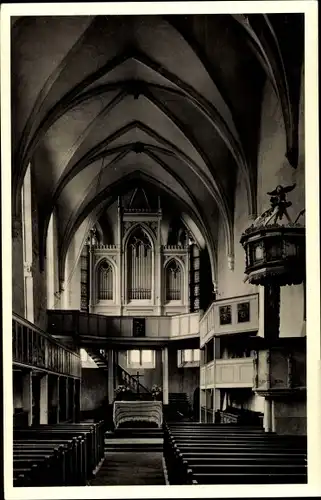 Ak Alsfeld in Hessen, Evangl. Dreifaltigkeitskirche, Innenansicht, Orgel, Kanzel