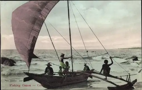 Ak Colombo Ceylon Sri Lanka, Fishing Canoe