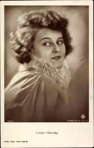 Ak Schauspielerin Lilian Harvey, Portrait, Ufa Film, Ross Verlag 5859 1