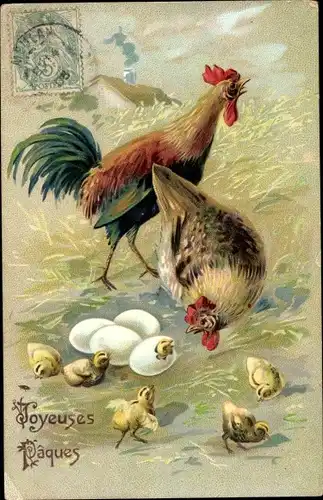 Ak Glückwunsch Ostern, Hühner, Küken schlüpfen aus den Eiern