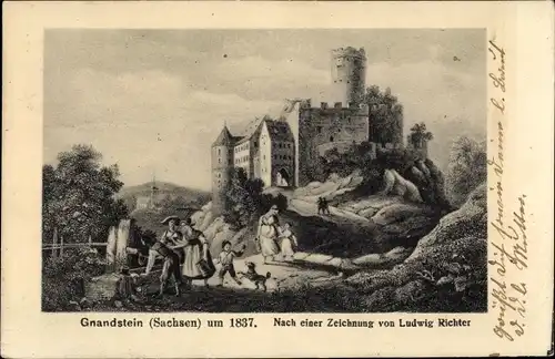 Künstler Ak Richter, Ludwig, Gnandstein Kohren Sahlis Frohburg in Sachsen, Das Schloss um 1837