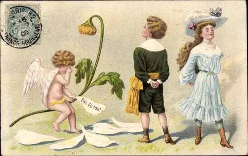 Litho Weinender Eros und der erste Streit des Liebespaares