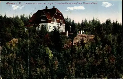 Ak Plauen im Vogtland, Unterkunftshaus des Vogtl. Touristenvereins auf der Tennerahöhe