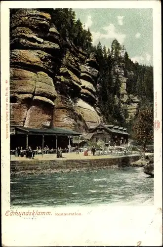 Ak Hřensko Herrnskretschen Elbe Region Aussig, Edmundsklamm, Restauration