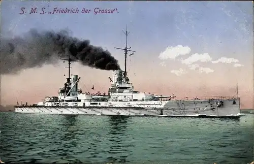 Ak Deutsches Kriegsschiff SMS Friedrich der Große, Großlinienschiff, Kaiser Klasse