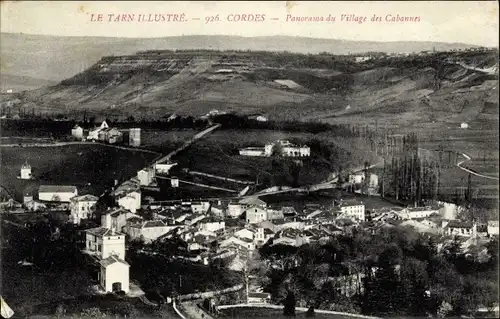 Ak Cordes Tarn, Panorama du Village des Cabannes