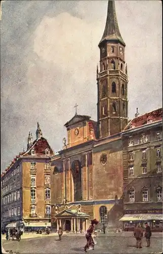 Künstler Ak Wien, Michaelerkirche, Zweitälteste Kirche