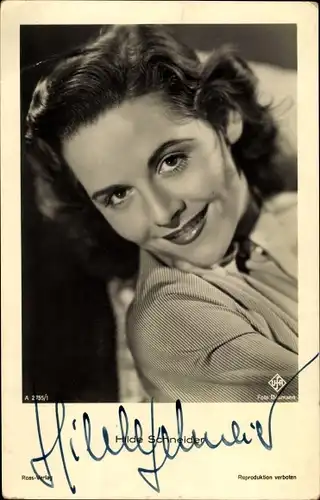 Ak Schauspielerin Hilde Schneider, Portrait, Autogramm