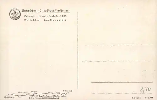 Ak Freiberg in Sachsen, Gastwirtschaft Schrödermühle, Parkplatz