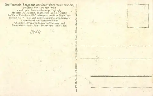 Ak Ehrenfriedersdorf im Erzgebirge, Greifenstein Berghaus