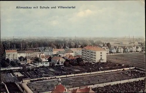 Ak Altmockau Mockau Leipzig in Sachsen, Schule und Villenviertel