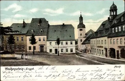 Ak Wolkenstein im Erzgebirge, Markt