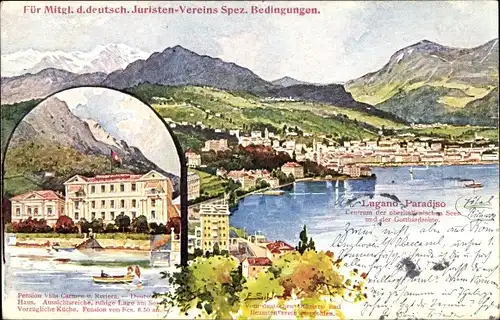 Künstler Ak Schlemo, E., Lugano Paradiso Kt. Tessin Schweiz, Pension Villa Carmen