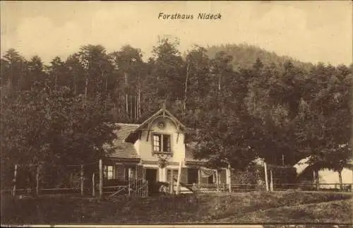 Ak Nideck Bas Rhin, Blick auf das Forsthaus, Wald, Berg 