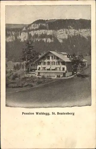 Ak St. Beatenberg Kt. Bern Schweiz, Blick auf die Pension Waldegg