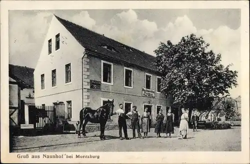 Ak Naunhof Moritzburg in Sachsen, Restauration und Fleischerei Paul Mende
