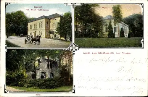 Ak Altzella Nossen Landkreis Meißen, Klosterzalla, Gasthof Paul Viehhäusser, Kapelle, Ruine