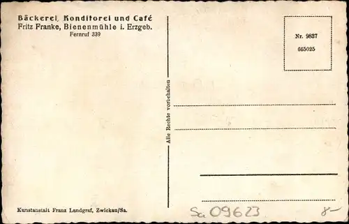 Ak Rechenberg Bienenmühle Erzgebirge, Bäckerei, Konditoreu und Café Fritz Franke