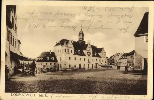 Ak Lommatzsch Sachsen, Partie am Markt, Rathaus, Gasthaus