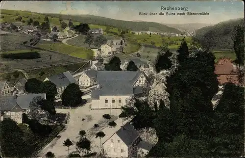 Ak Rechenberg Bienenmühle Erzgebirge, Blick über die Ruine nach Bienenmühle