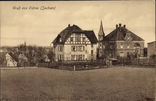 Ak Ostrau in Sachsen, Villen am Stadtrand, Garten