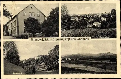 Ak Altendorf Sebnitz in Sachsen, Gasthof Altendorf, Inh. E. Großmann, Ortsansicht, Schrammsteine