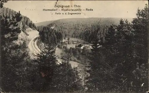 Ak Zeitzgrund Thüringen, Bahnstrecke Hermsdorf-Klosterlausnitz-Roda, Ziegemühle