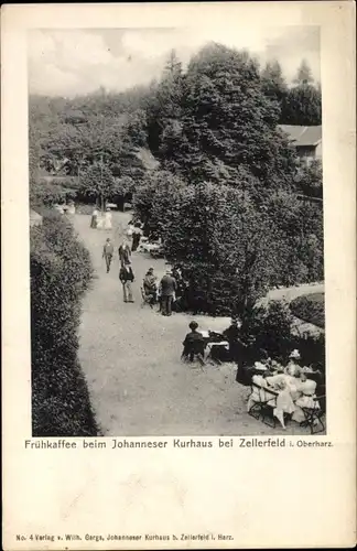 Ak Clausthal Zellerfeld im Oberharz Niedersachsen, Frühkaffee beim Johanneser Kurhaus