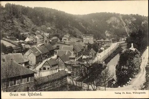 Ak Rübeland Oberharz am Brocken, Vogelschau auf den Ort