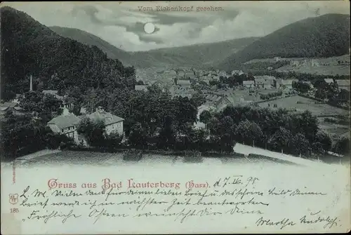 Mondschein Ak Bad Lauterberg im Harz, Blick vom Eichenkopf aus, Panorama