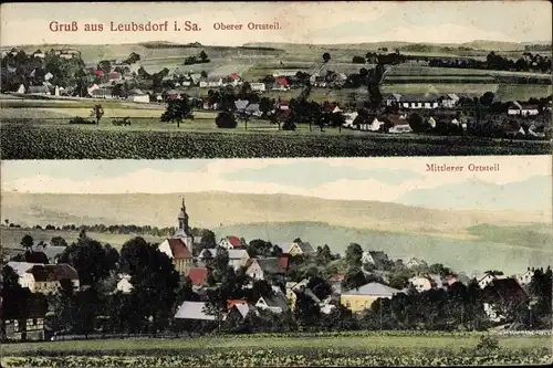 Ak Leubsdorf in Sachsen, Oberer und Mittlerer Ortsteile, Kirche