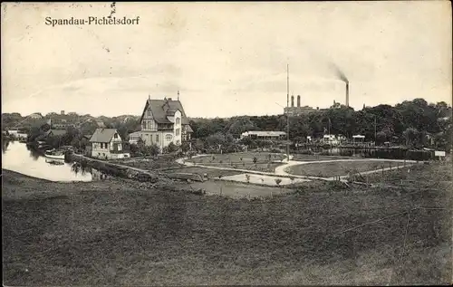 Ak Berlin Wilhemstadt Pichelsdorf, Totalansicht, Gaststätte, Gartenanlagen