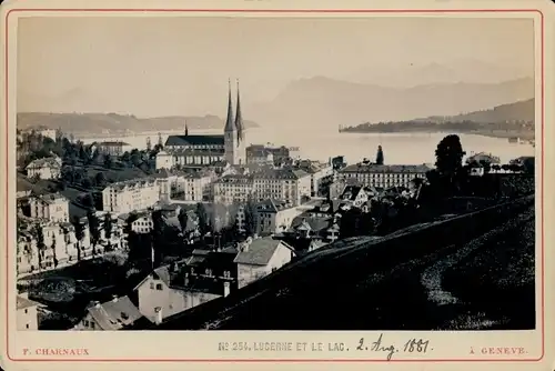 Kabinettfoto Lucerne Luzern Schweiz, 1881, Gesamtansicht. Bild Atelier F. Charnaux, Genève
