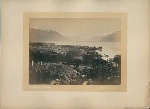 Foto Lac Leman, Genfersee Kt. Waadt Schweiz, um 1880, Les Dents du Midi, Atelier F. Charnaux, Genève