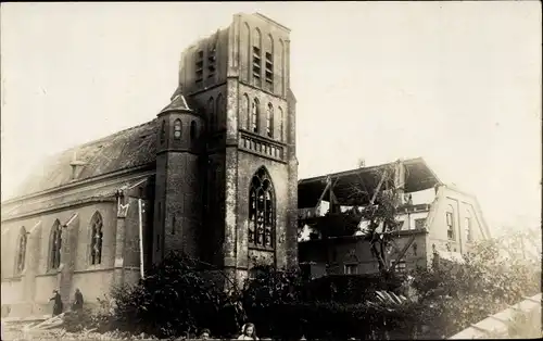 Foto Ak Borculo Gelderland, Zerstörte Kirche, Sturm 1925, Stormramp