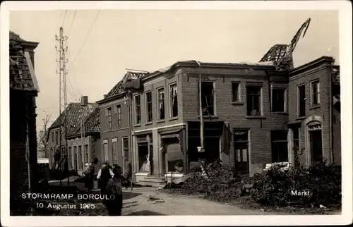 Ak Borculo Gelderland, Stormramp 10 Augustus, Markt
