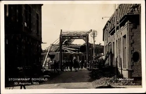 Ak Borculo Berkelland Gelderland, Marktstraat, Stormramp 1925, Zerstörungen der Sturmkatastrophe