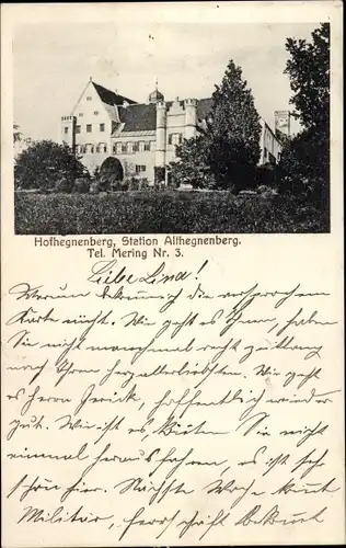 Ak Hofhegnenberg Steindorf in Schwaben, Blick auf das Schloss