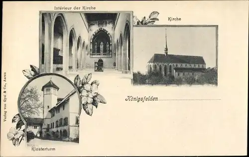 Ak Königsfelden Kanton Aargau, Interieur der Kirche, Klosterturm