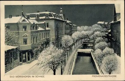 Ak Bad Wörishofen im Unterallgäu, Promenadenstraße im Winter