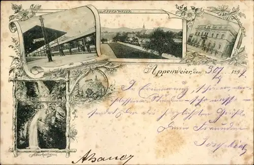 Ak Appenweier in Baden Schwarzwald, Teilansicht, Bahnhof, Hotel, Allerheiligen