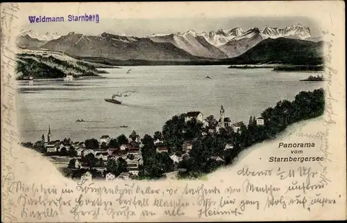 Ak Starnberg in Oberbayern, Panorama vom Starnberger See