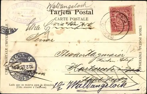 Ak Mexico, Verdulera en su canoa, Gemüsehändler im Kanu