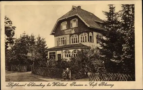 Ak Schömberg im Schwarzwald Württemberg, Pension und Café Blessing