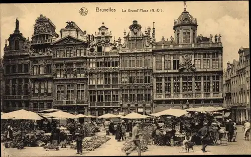 Ak Bruxelles Brüssel, La Grand Place, Marktstände