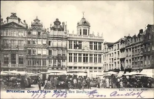 Ak Bruxelles Brüssel, Grand Place, Maison des Boulangers, Markt