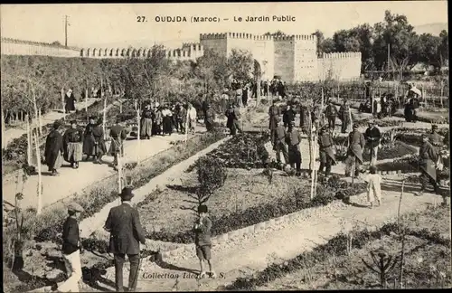 Ak Oudjda Oujda Marokko, Le Jardin Public, Gartenpartie, Soldaten